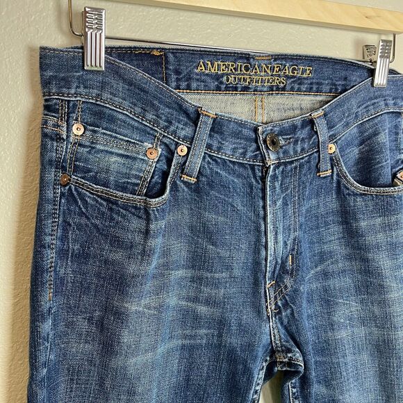 American Eagle Slim Straight Jeans Mens Size 30 Blue Denim 100% Cotton - Picture 2 of 10